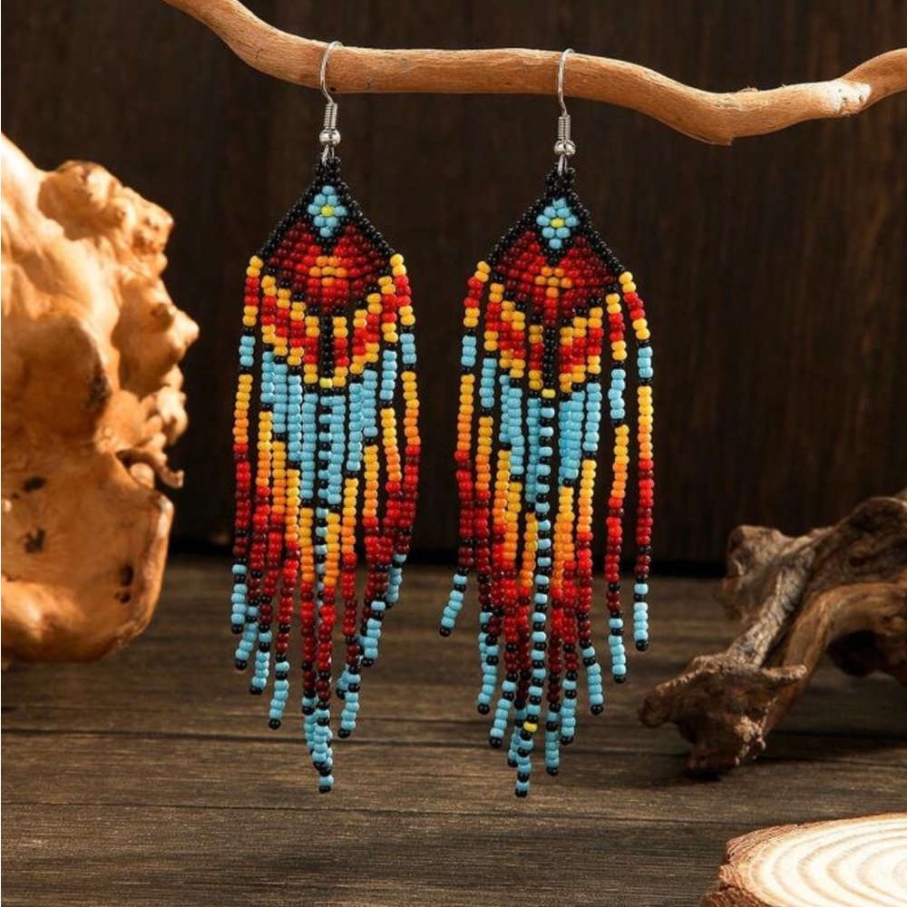 Colorful Beaded Dangle Earrings